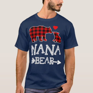 Red Plaid Nana Bear Christmas Pajama Matching T-Shirt