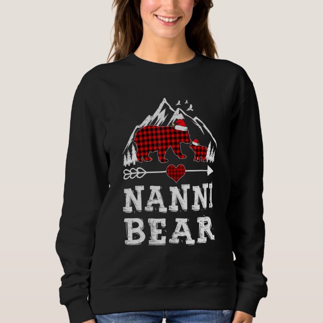 Red Plaid Nanni Bear Matching Pajama Family Sweatshirt (Front)