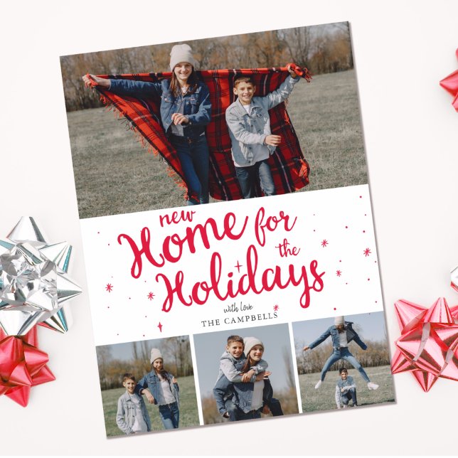 Red Plaid New Home for Holidays Photo Moving Holiday Card (Creator Uploaded)