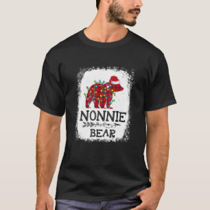 Red Plaid Nonnie Bear Christmas Rainbow Pajama Mat T-Shirt