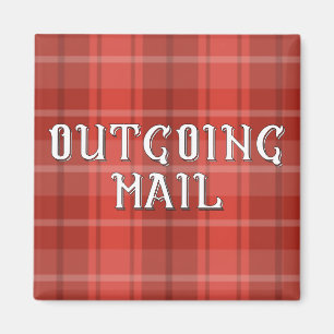 Red Plaid Outgoing Mail Magnet