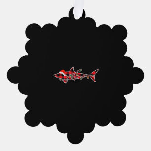 Red Plaid Pajama Shark Santa Hat Christmas Light Tree Decoration Card