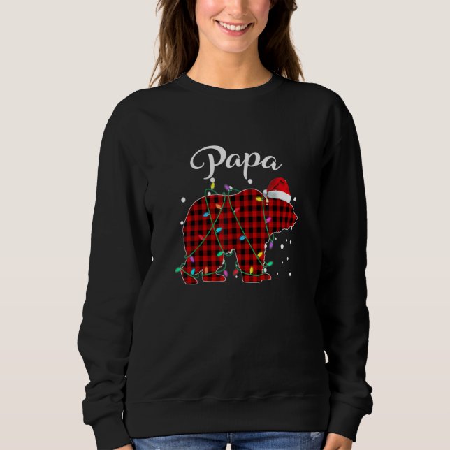 Red Plaid Papa Bear Matching Buffalo Pajama Sweatshirt (Front)