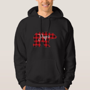 Red Plaid Papa Bear Matching Pajama Family Buffalo Hoodie