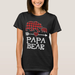 Red Plaid Papa Bear One Cub Matching Buffalo Pajam T-Shirt