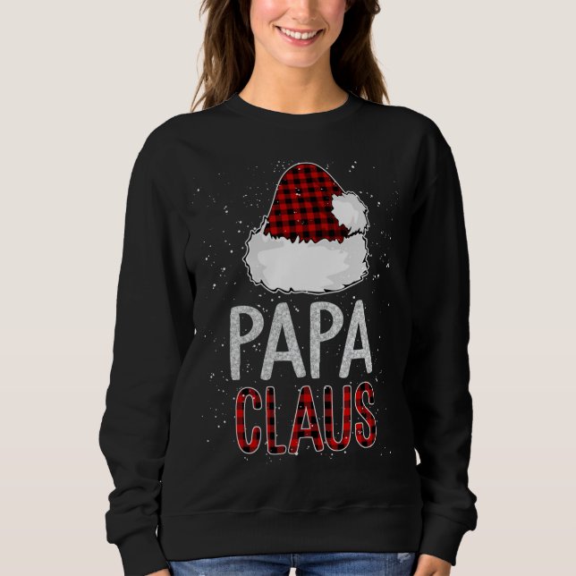 Red Plaid Papa Claus Design - Matching Family Funn Sweatshirt (Front)
