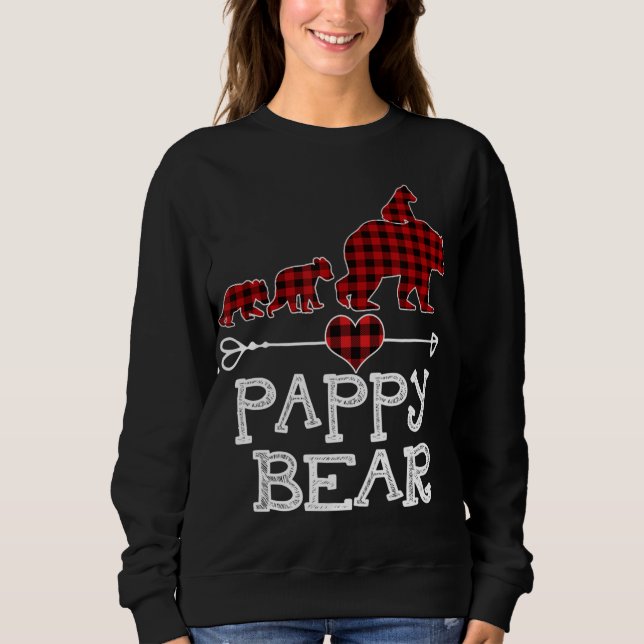 Red Plaid Pappy Bear Matching Family Christmas Eve Sweatshirt (Front)