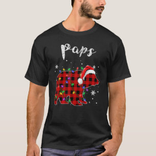 Red Plaid Paps Bear Matching Family Christmas Paja T-Shirt