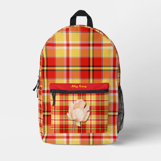 Red Plaid Pattern Backpack (Front)