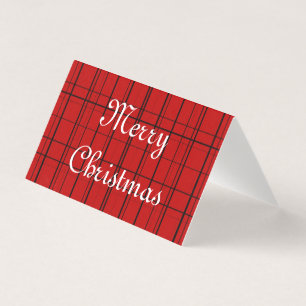 Red plaid pattern with white Merry Christmas text