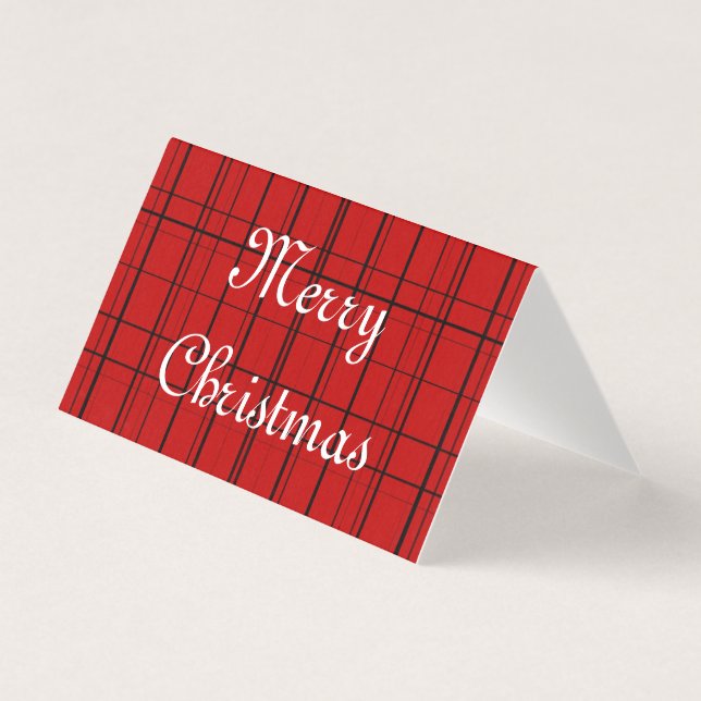 Red plaid pattern with white Merry Christmas text (Front)