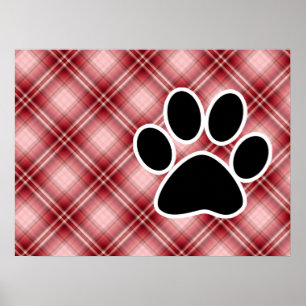 Red Plaid Paw Print