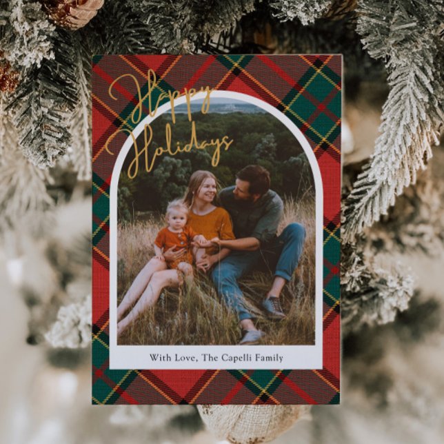 Red Plaid Photo Christmas Card (Creator Uploaded)