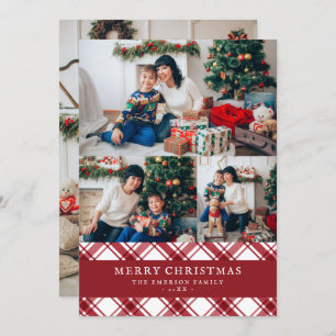 Red Plaid Photo Christmas Holiday Card