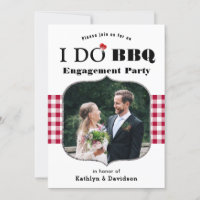 Red Plaid Photo I DO Engagement Simple BBQ Party