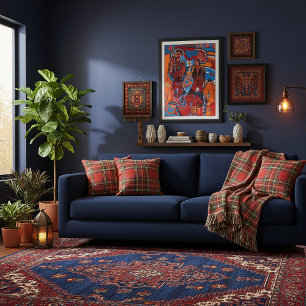 Red Plaid Pillows - Indoor or Outdoor 