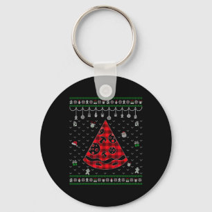 Red Plaid Pizza Lover Fun Ugly Christmas  Key Ring