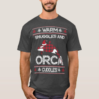 Red Plaid Plaided Warm Snuggles Orca Cuddles Chris T-Shirt