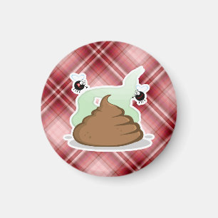 Red Plaid Poop Magnet