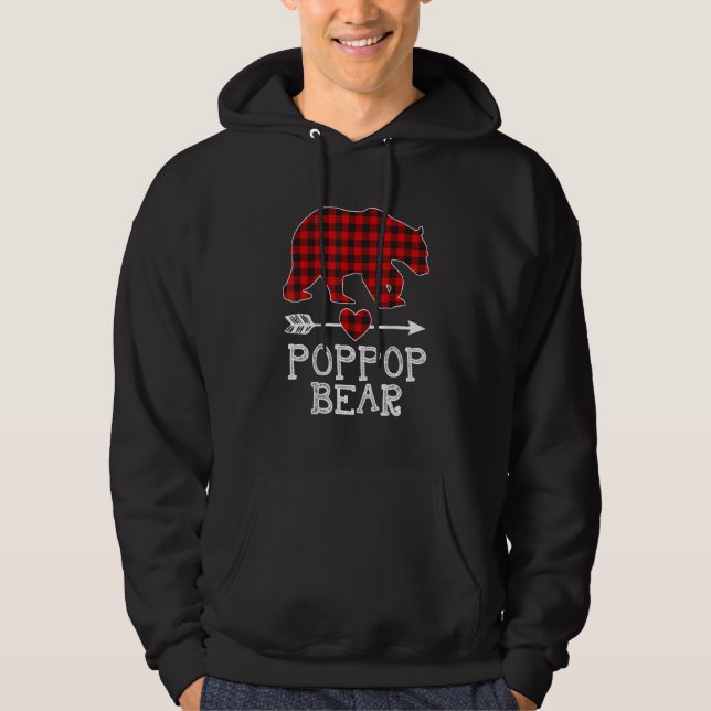 Red Plaid Poppop Bear  Matching Pajama Family  2 Hoodie (Front)