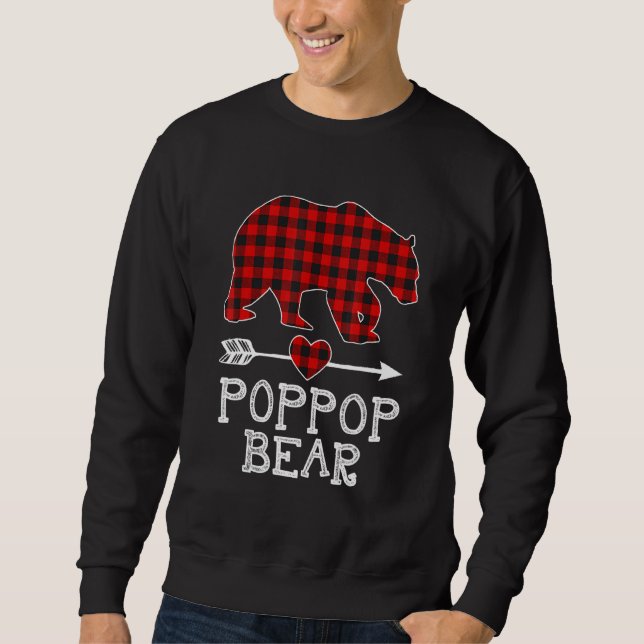 Red Plaid Poppop Bear  Matching Pajama Family  2 Sweatshirt (Front)
