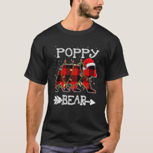 Red Plaid Poppy Bear Christmas Santa Family Matchi T-Shirt