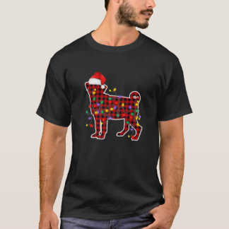 Red Plaid Pug Dog Christmas Lights Pyjamas Family T-Shirt