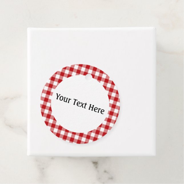 Red Plaid, Red Gingham Favour Tags (In Situ)