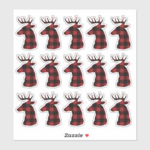 Red Plaid Reindeer 15-Pack Decal Stickers
