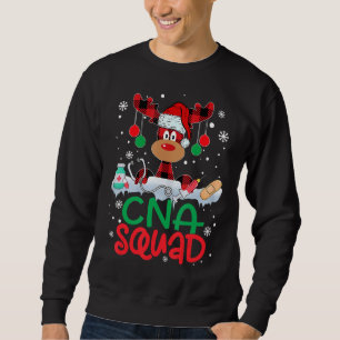 Red Plaid Reindeer Santa Hat CNA Squad Nurse Chris Sweatshirt
