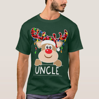 Red Plaid Reindeer Uncle Christmas Light Christmas T-Shirt