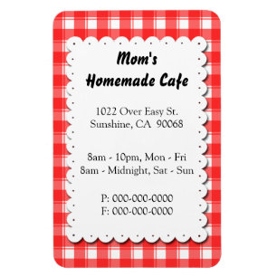 Red Plaid Restaurant Advertisement Custom Magnet