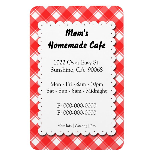 Red Plaid Restaurant Advertisement Template Magnet (Vertical)