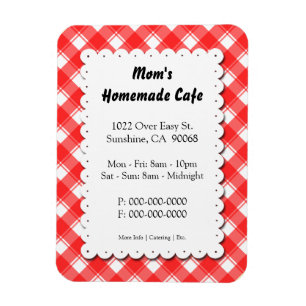Red Plaid Restaurant Business Magnet