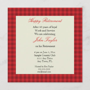 Red Plaid Retirement Party Invitation