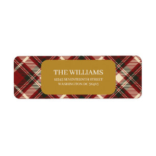 Red Plaid Return Address Label
