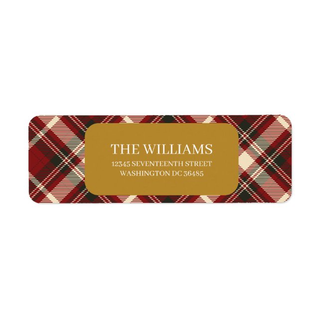 Red Plaid  Return Address Label (Front)