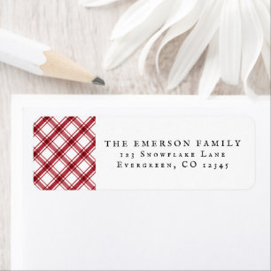 Red Plaid Return Address Label