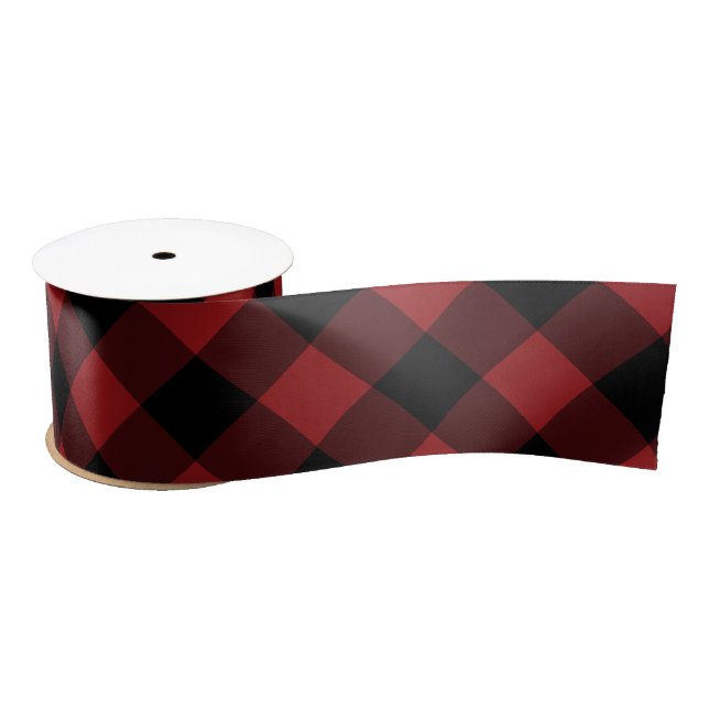Red Plaid Ribbon Satin Ribbon (Spool)