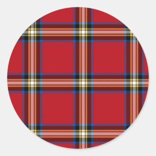 Red Plaid, Royal Stewart Tartan Classic Round Sticker