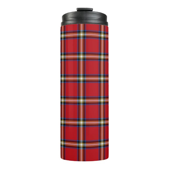 Red Plaid, Royal Stewart Tartan Thermal Tumbler (Front)