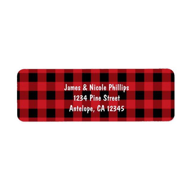 Red Plaid Rustic Country Holiday Address Labels (Front)