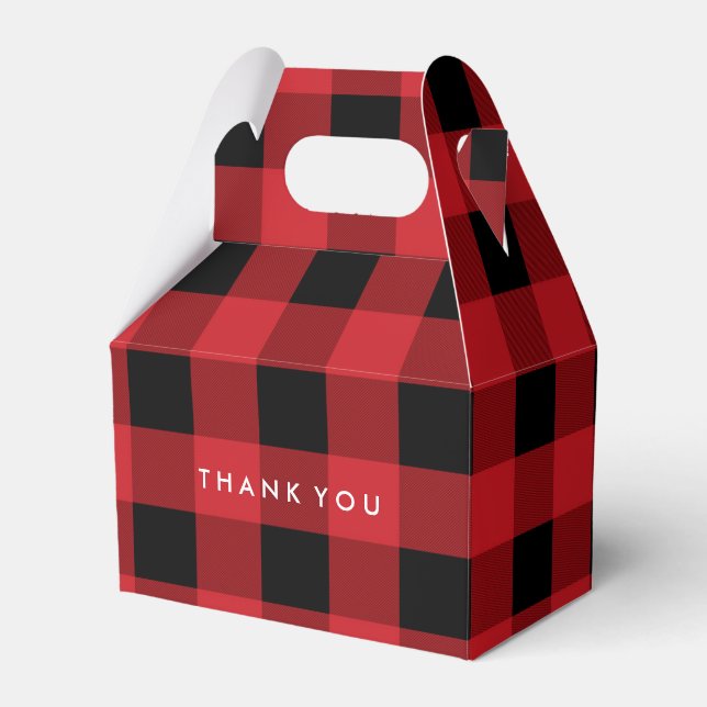 Red Plaid Rustic Country Holiday Party Favour Boxe Favour Box (Front Side)