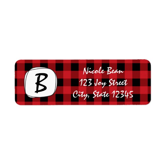 Red Plaid Rustic Frame Holiday Address Labels (Front)