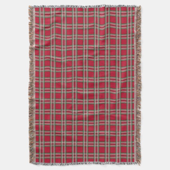 Red Plaid Rustic Throw Blanket  (Front Vertical)