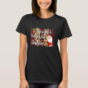 Red Plaid Santa S Favourite Auntie Family Matching T-Shirt