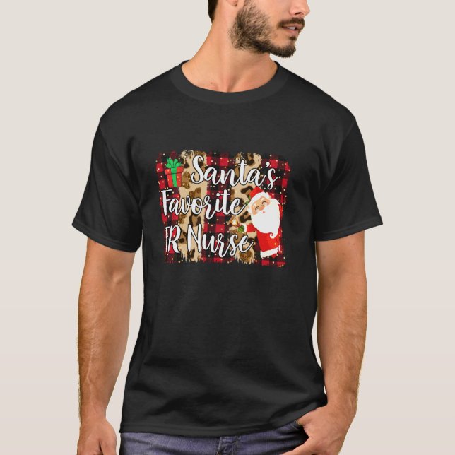 Red Plaid Santa S Favourite Er Nurse Christmas Eme T-Shirt (Front)