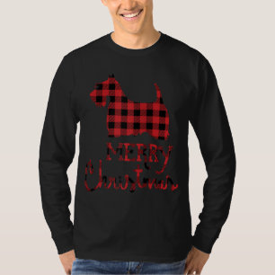 Red Plaid Scottie Dog Lover Christmas Matching Fam T-Shirt