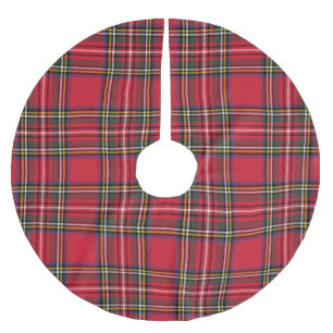 Red Plaid Scottish Tartan Holiday Brushed Polyester Tree Skirt
