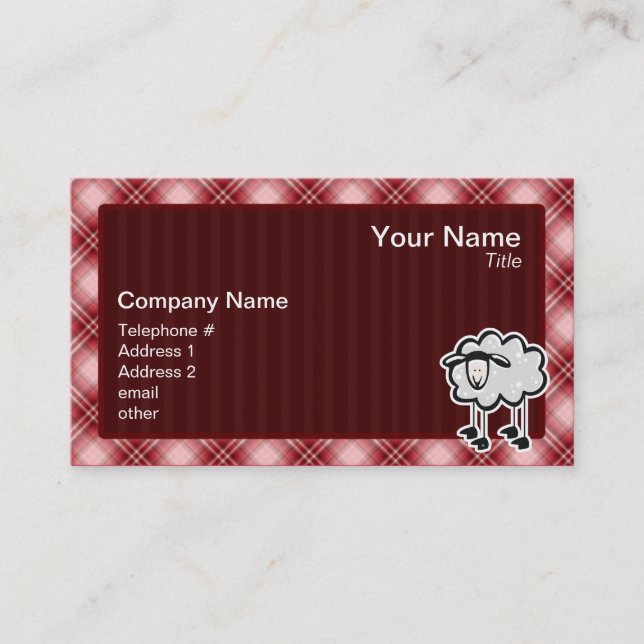 Red Plaid Sheep Business Card (Front)
